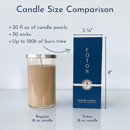 Miniatura 6 de Foton Pearled Candle - Vela en polvo de 18 onzas  Sidra nevada no tóxica de lujo de larga duración hasta 120 horas  Vela de arena recargable con 30