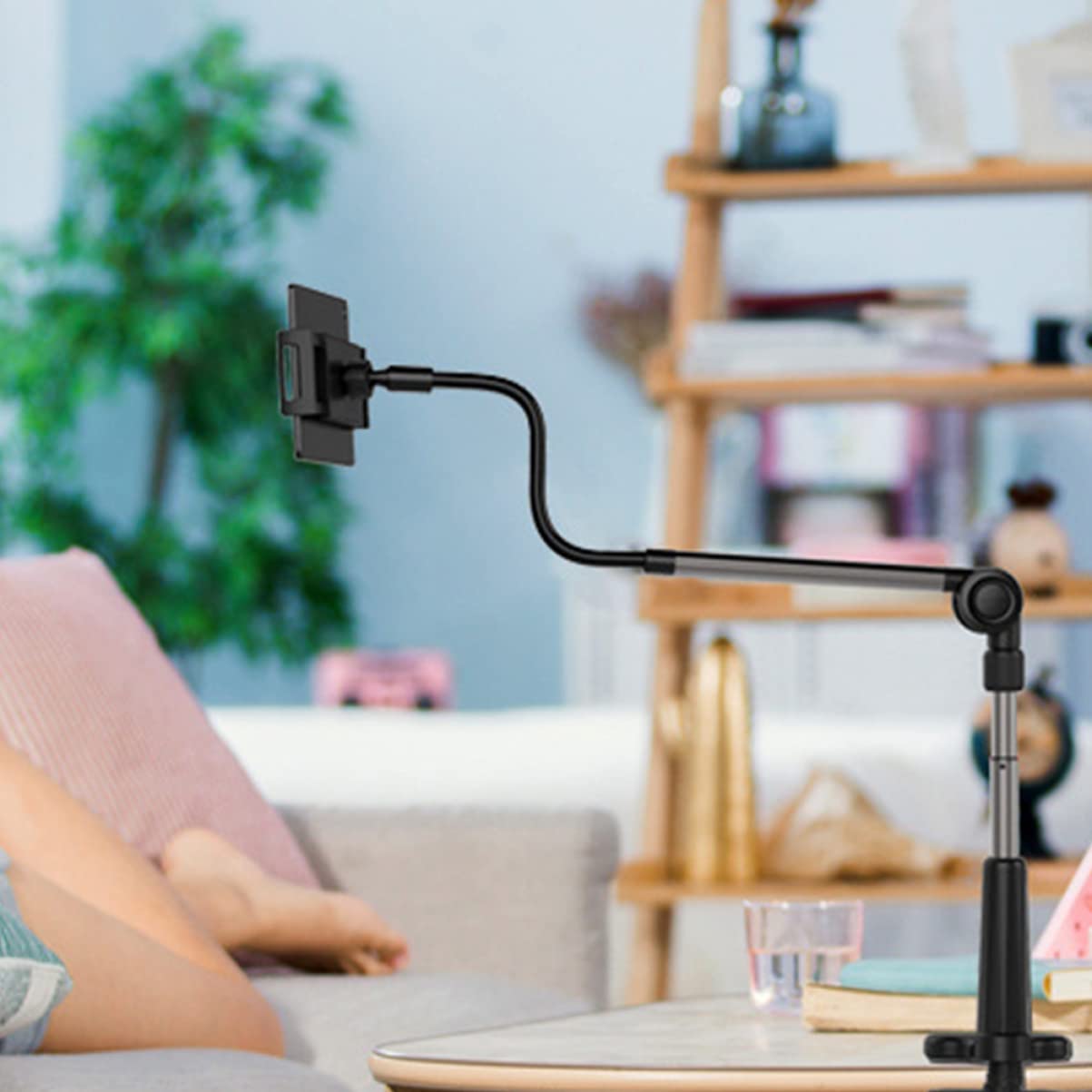 Homoyoyo Supporto per Smartphone da Streaming Braccio Snodato Nero | Abs, Pc, Lega di Alluminio e Silicone, Portata Telefono 120-255mm, Clip 0-75mm