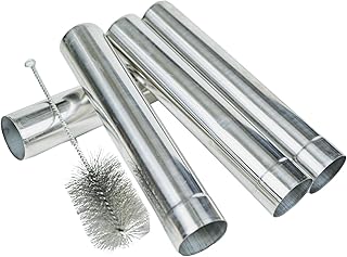 Stainless Steel Stove Pipes Kit, Wood Stove Chimney Flue with Wood Burning Stove Brush, Elbow Pipe, Diameter 2.36”(6cm) x 12.6”(30cm) for Wood Stove, Fireplace (4 Pipes, 1 Brush)