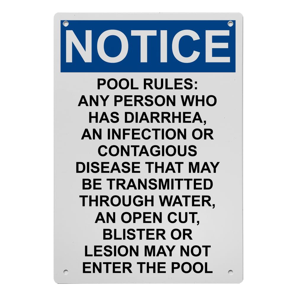 OSHA Pool Rules: Any Person Who Has Sign, 8.5 x 11 in