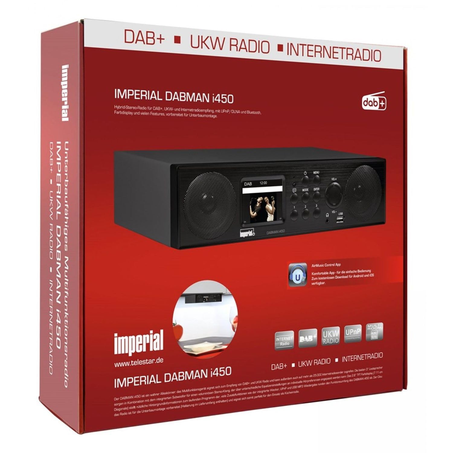 Imperial DABMAN i450 Internetradio / Digitalradio / DAB+ (Bluetooth, Internet / DAB+ / DAB / UKW, WLAN, LAN, USB, Aux In, Standradio, Küchenradio) schwarz