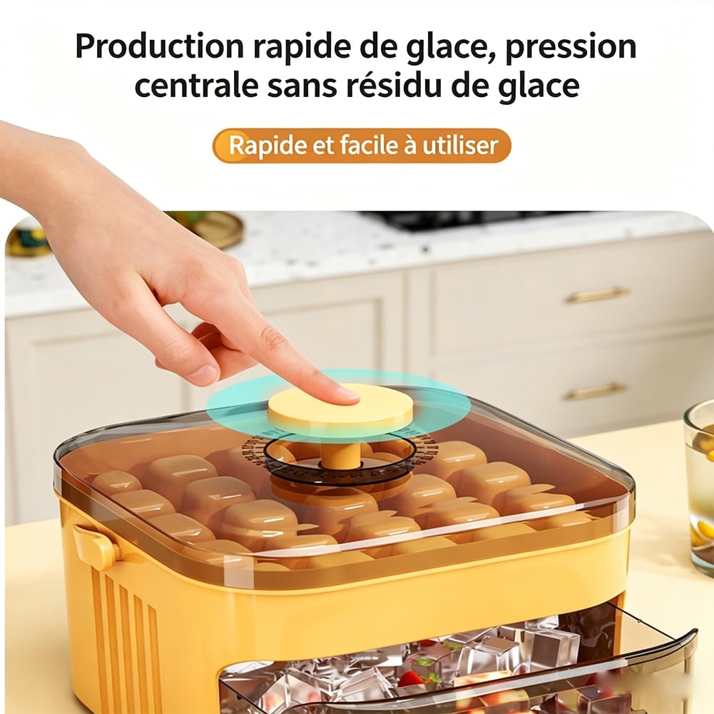 Mini Machine à Glaçons Portable Avec Couvercle Et Bac De Rangement – 50 Glaçons, Modèle 2026 à Extraction Par Simple Pression, Poignée Cachée, Idéale Pour Cocktails (B)