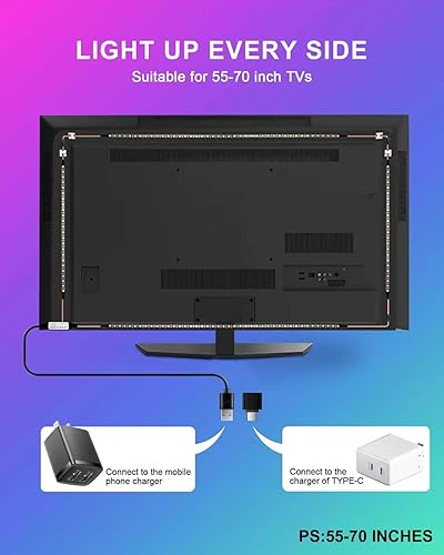 Miniatura 3 de Retroiluminación LED para TV, 4 tiras de luz LED cortas precortadas de 1 pie4 pies para estantes, control remoto y aplicación, luces de juego RGB
