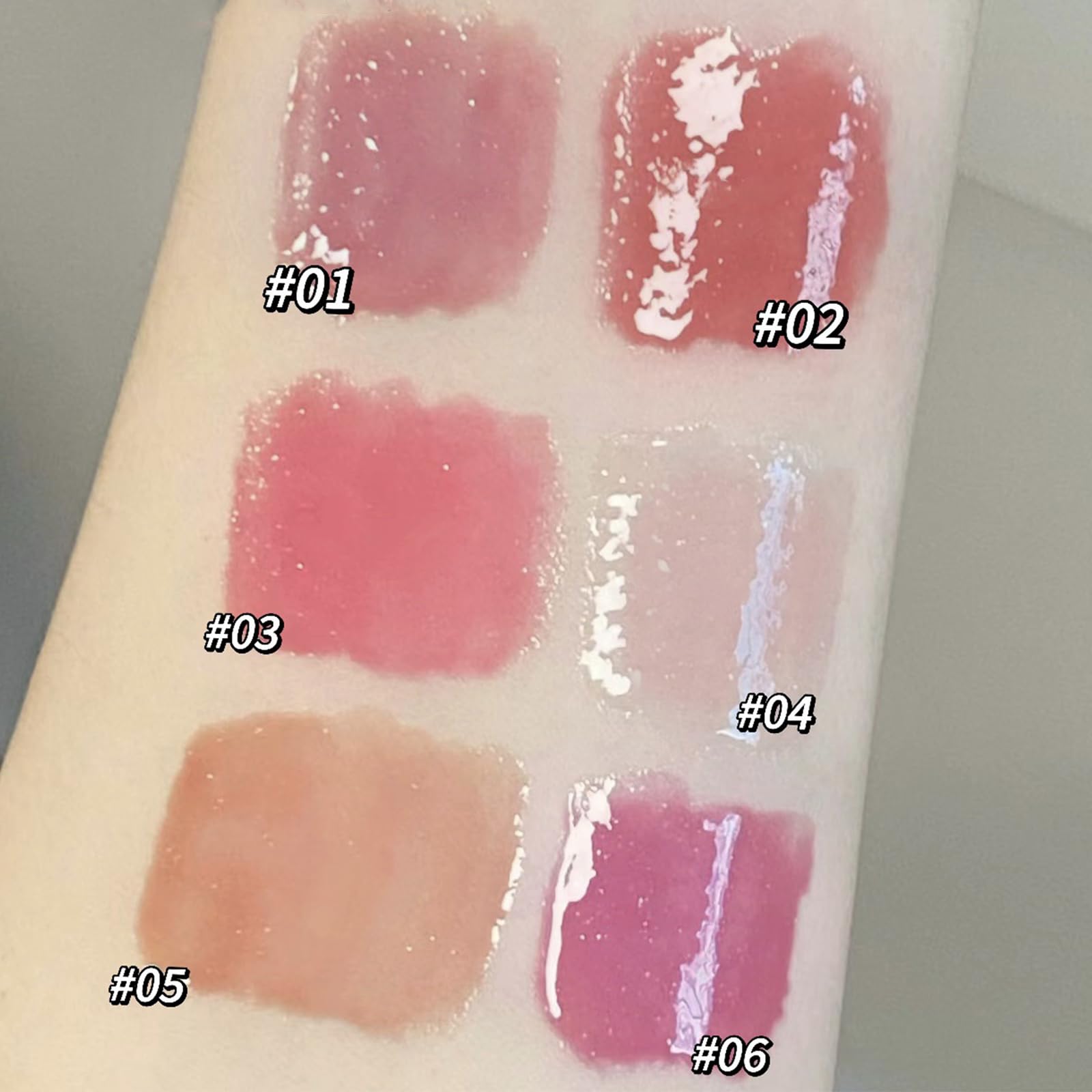 Set di 6 rossetti Crystal Jelly, balsamo per labbra a forma di cuore colorato, lucidalabbra idratante, impermeabile, per la cura delle labbra