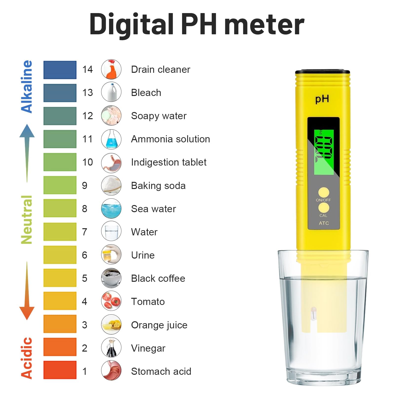 Medidor de PH Digital LCD Portátil Alta Precisión 0,01 0-14 N03-PH Acidity Meter