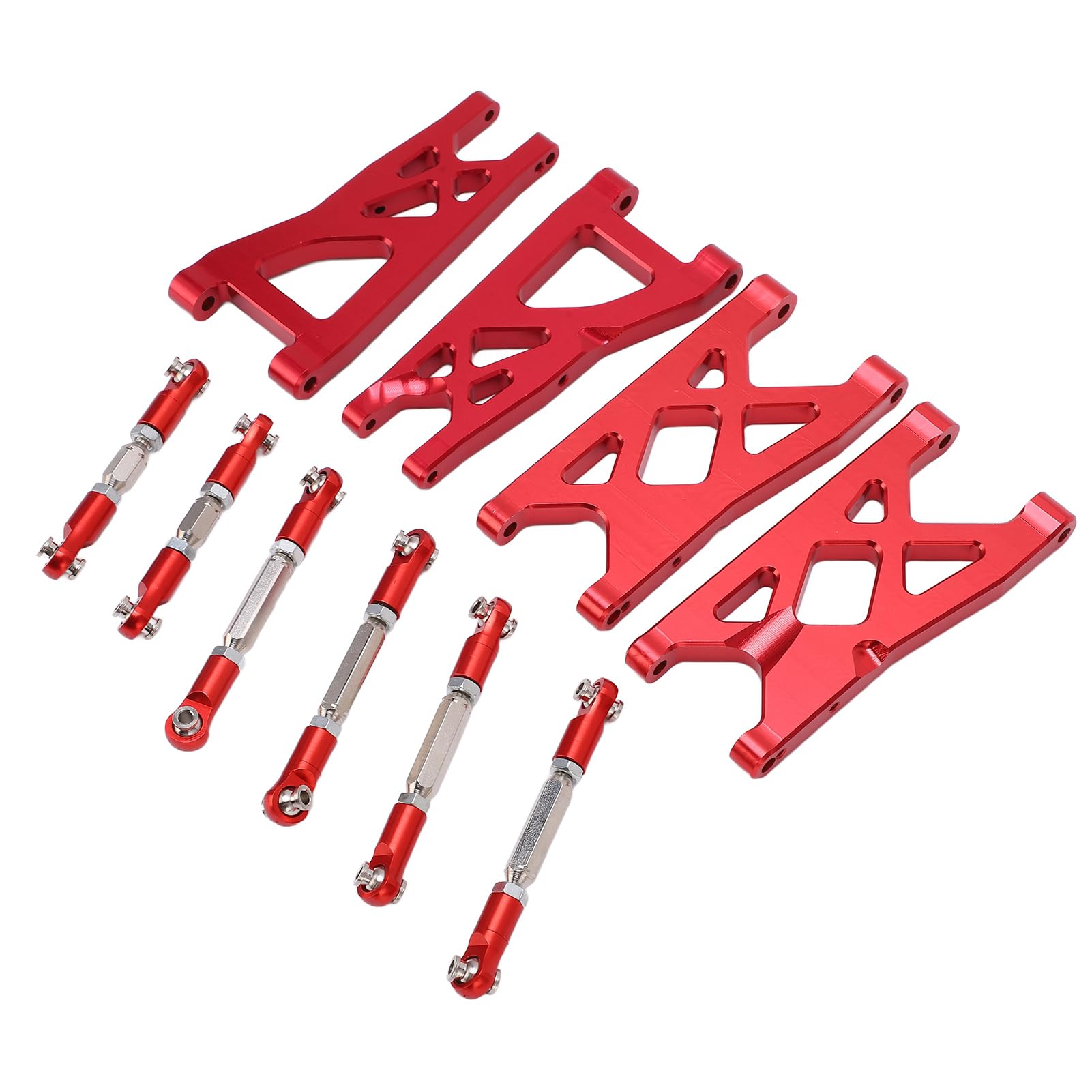 Qqmora Ulepszony Zestaw Wahaczy i Drążków Kierowniczych ze Stopu Aluminium RC, Odpowiedni do Samochodów VORTEKS i Typhon RC w Skali 1/10 (Czerwony)