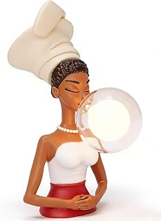 Modern Nordic Bubble Blowing Girl Statue Lamp - Portable LED Sculpture L...