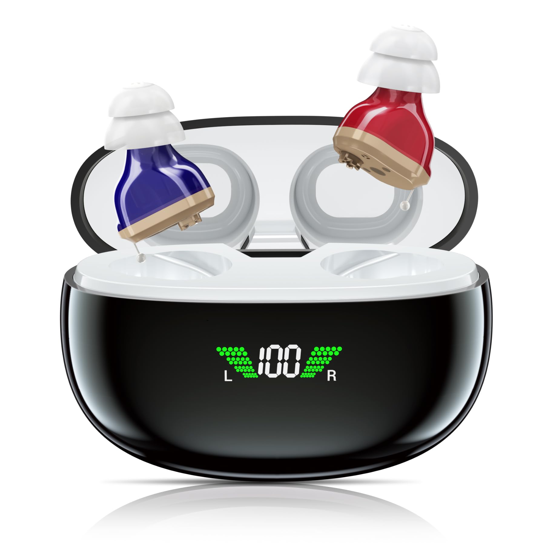 UnionMed TechNew Hearing Aids for Seniors Adults,16-Channel Digital Rechargeable Hearing Aid with Intelligent Noise Reduction, Invisible in-Ear Hearing Aids(Pair) with Portable Charging Case, Black