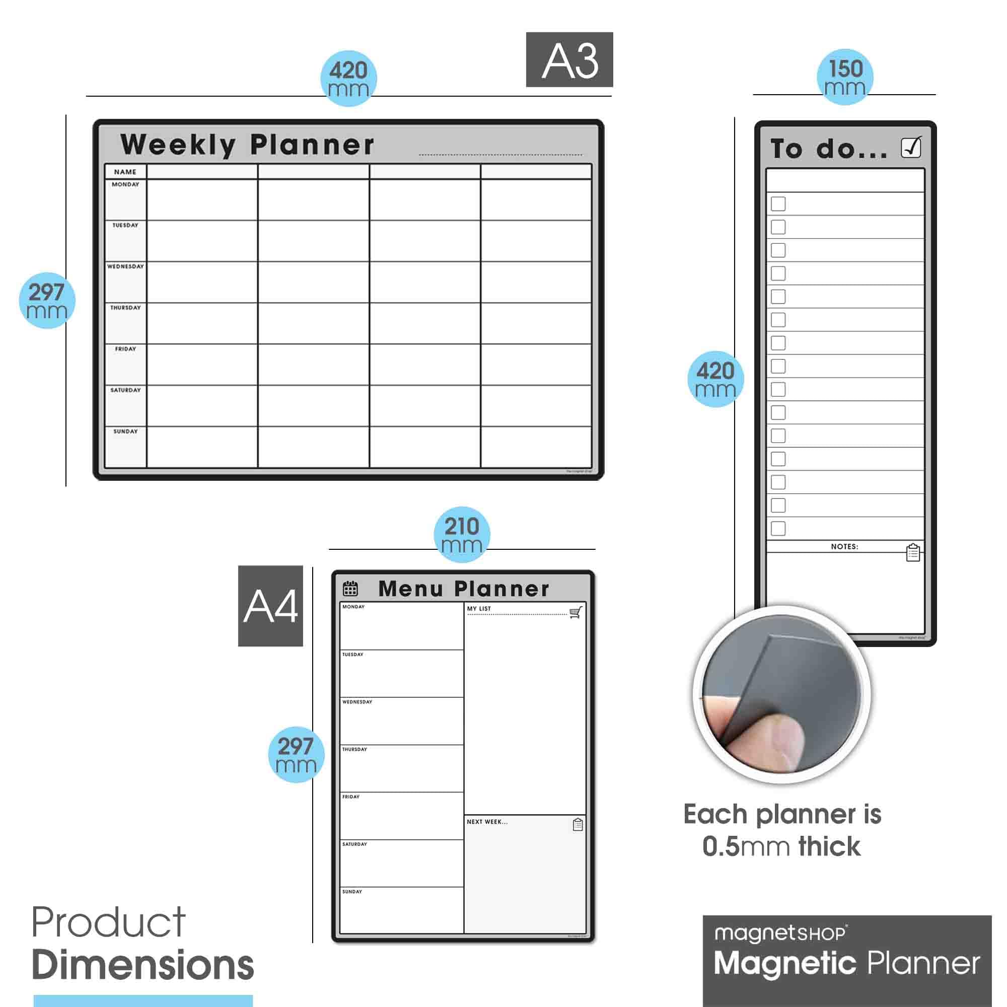 The Magnet Shop #1 Magnetic Whiteboard Planner Pack/Custom Dry Erase Set - Weekly Planner, My List, Monthly Calendar, 4 Dry Wipe Marker Pens, Eraser (Grey, Bundle 3) - Image 2