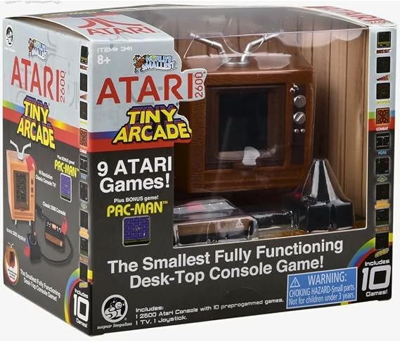 Tiny Arcade Atari 2600 3.5 Mini Retro Game - Playable Console & TV w/ Real Gameplay & Sound-10 Classic Video Games: Pac-Man, Breakout,More(Ages 8+)