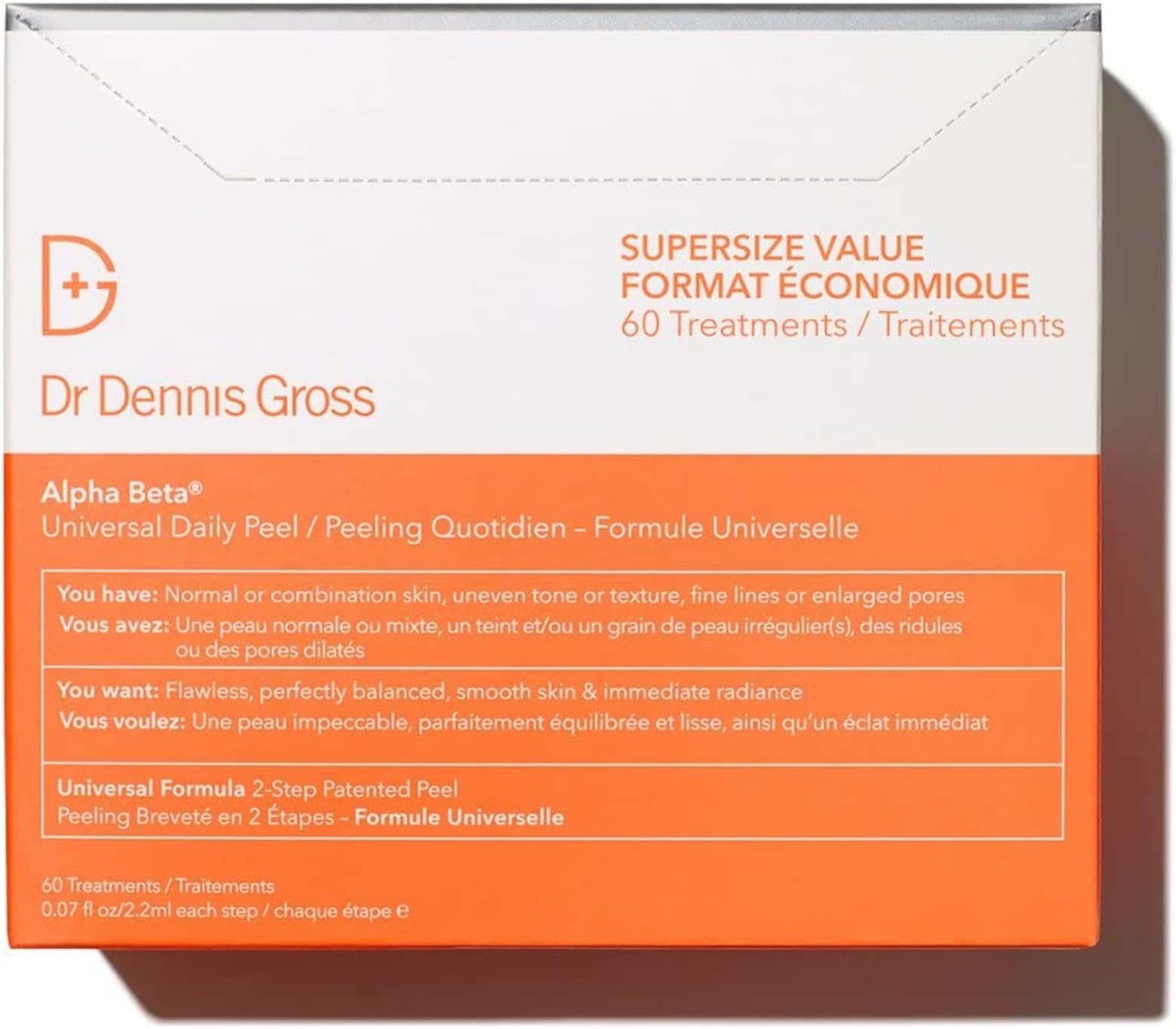 Dr. Dennis Gross Alpha Beta Universal Daily Peel: for Uneven Tone or Texture and Fine Lines or Enlarged Pores, (60 Treatments)