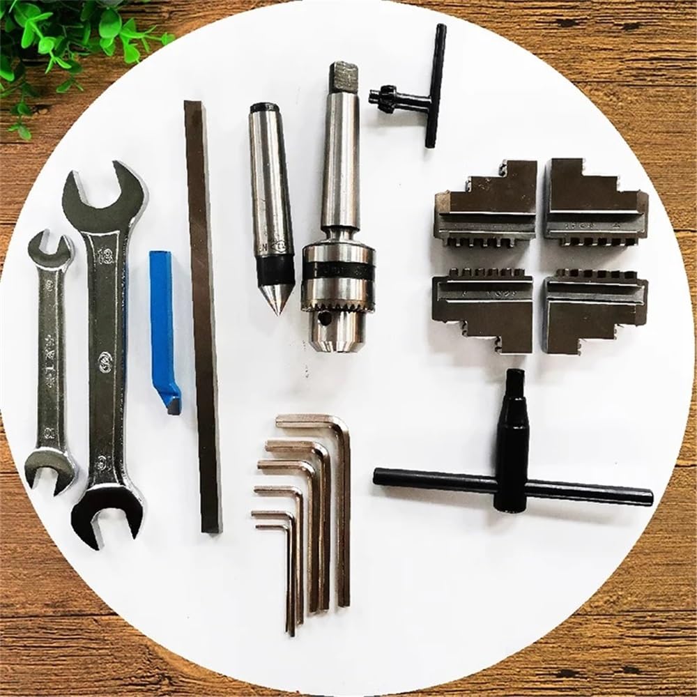 Mini Torno de precisión para Hierro Fundido, microinstrumento de precisión, Torno pequeño/de Escritorio para Metal (Mandril de 4 mordazas)