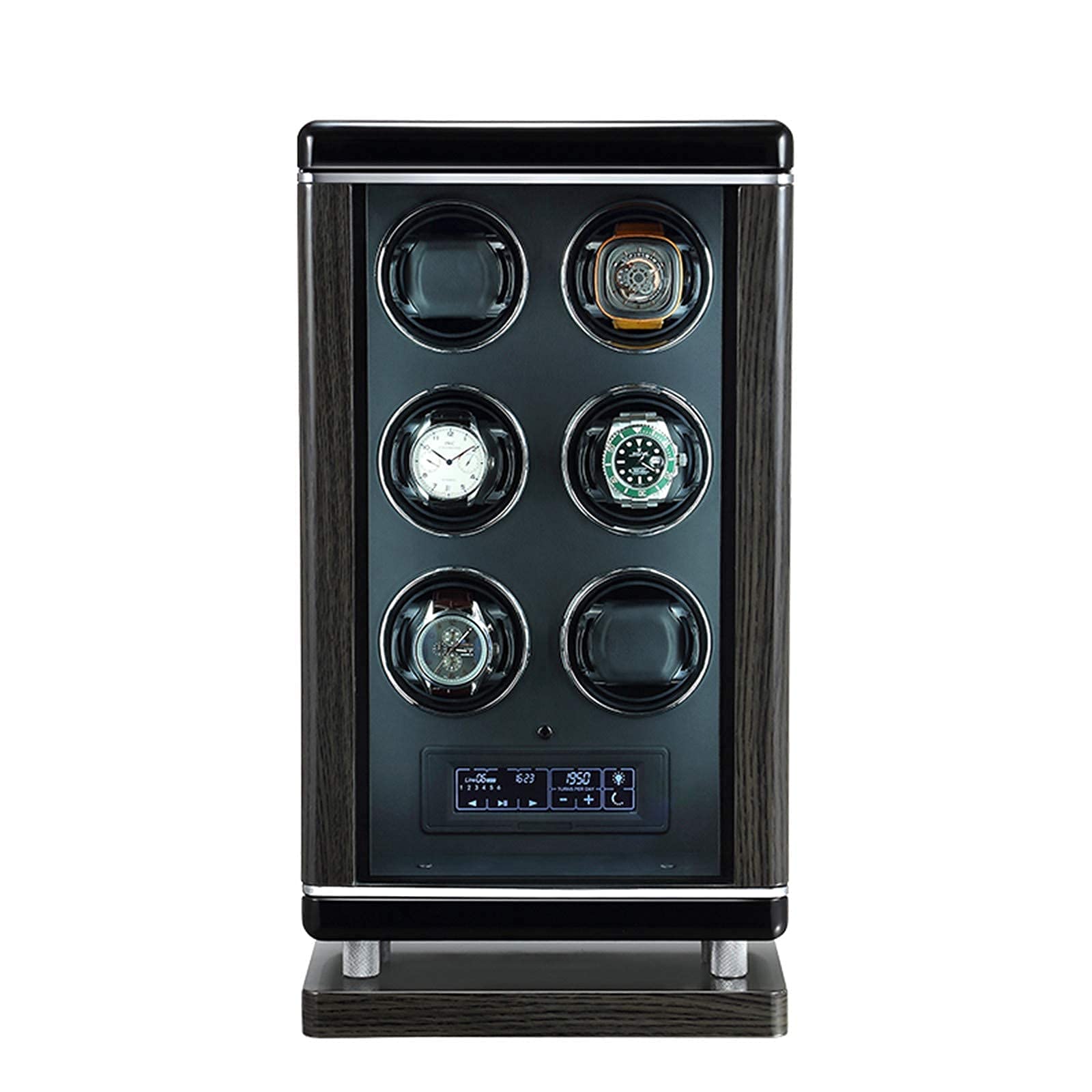 MYUYEE Watch Winder Watch Winder For 6 Automatic Watches Smart Fingerprint Lcd Touch Display With Remote Control Built-In Led Illuminated With 4 Rotation Mode Quiet Motors Watch