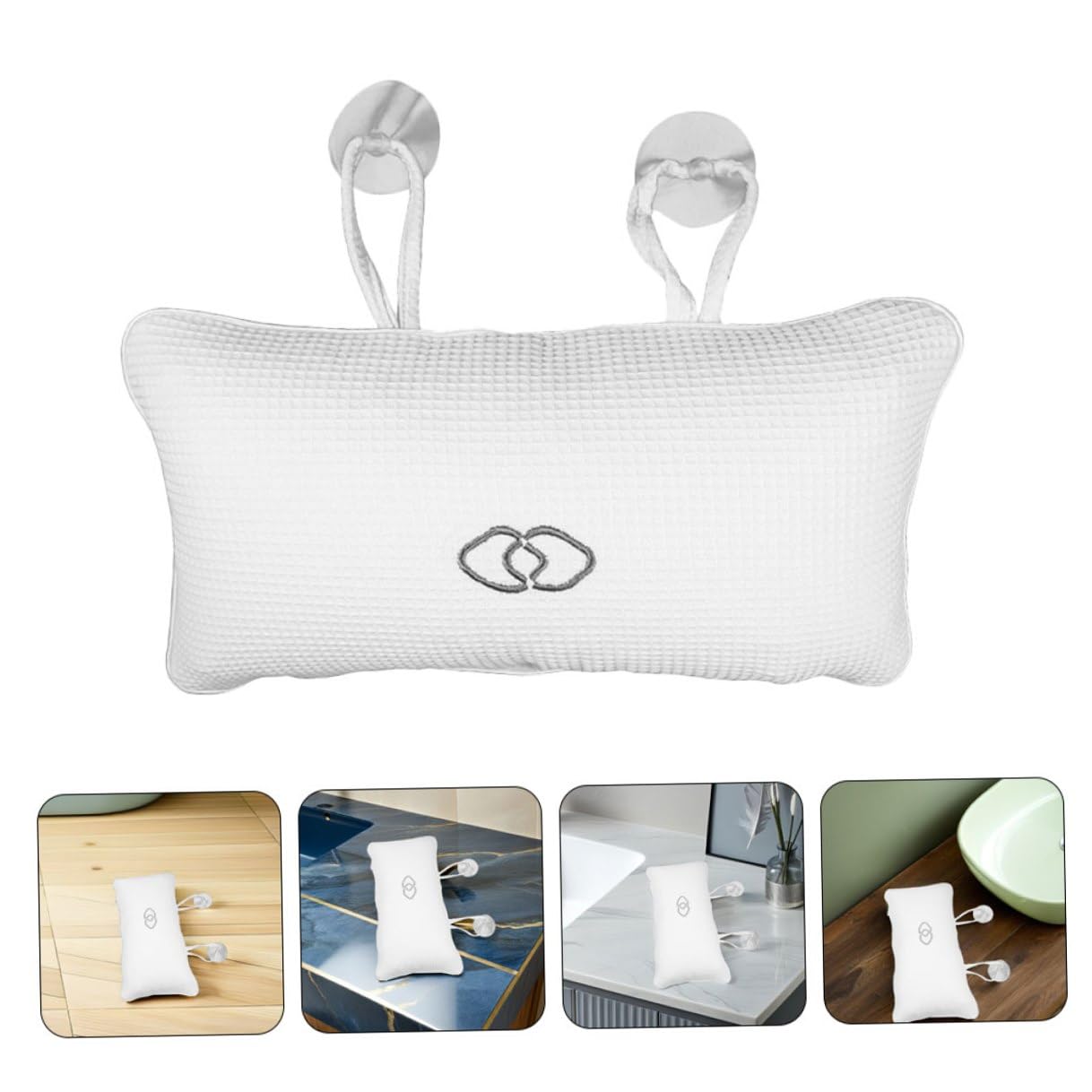 Yardwe 3 pezzi Cuscino da Bagno per Vasca Poggiatesta Ergonomico Antiscivolo con Ventose Supporto Collo Curvo in Tessuto Rapido Asciugatura per Casa Spa e Hotel