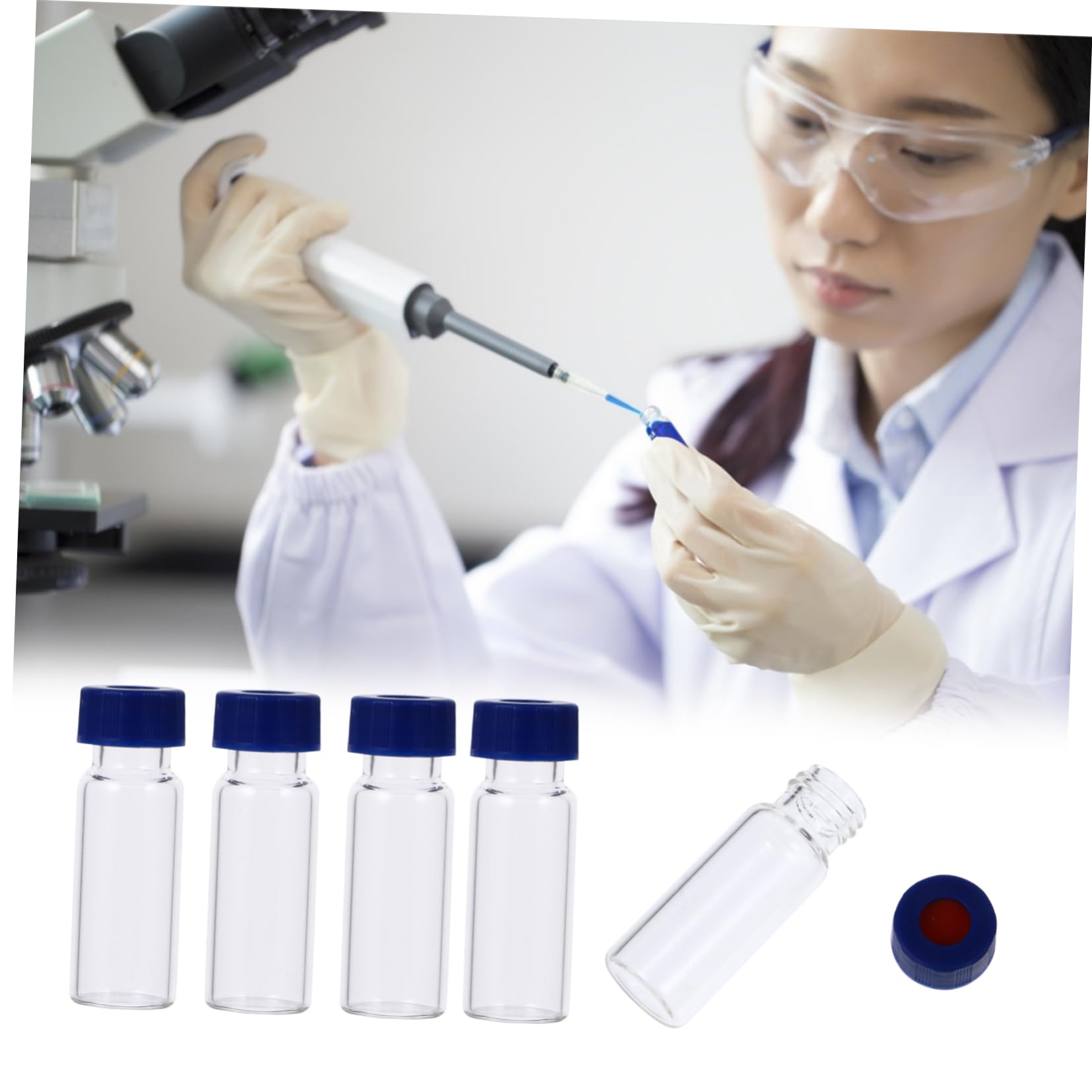 KICHOUSE 100Pcs Glass Containers Jar With Lids Clear Glass Chromatography Bottle Glass Sample Vials With Lids Glass Container With Lid