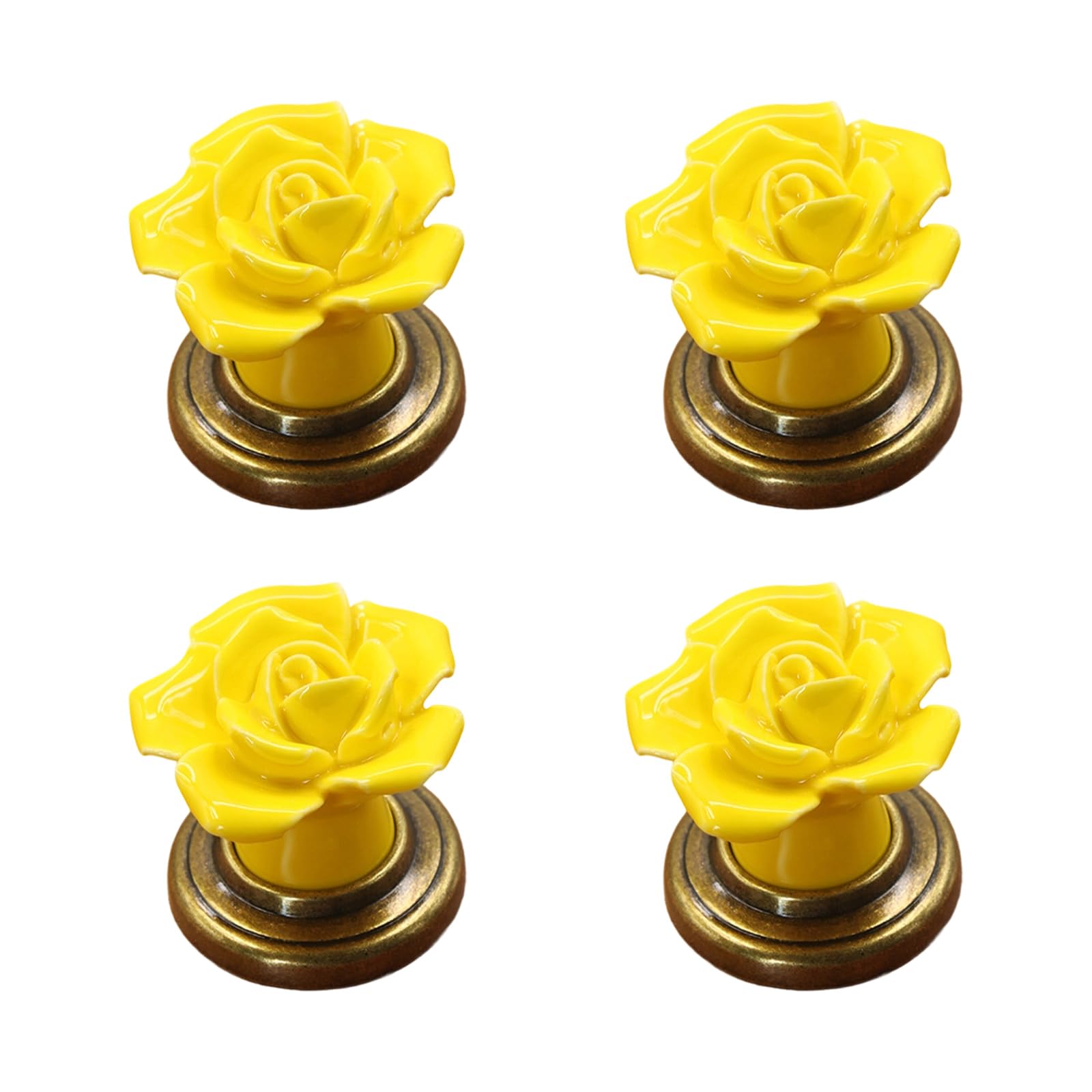 4Pieces Sturdy Ceramics Flower Shaped Drawer Knobs Zines Alloy Hardware Easy Installation for Cabinets Furniture Furniture Handles