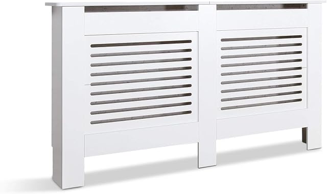 Meerveil Radiator Cover, Cabinet MDF Horizontal Modern Design White Decorative for Living Room Bedroom L(152cm)