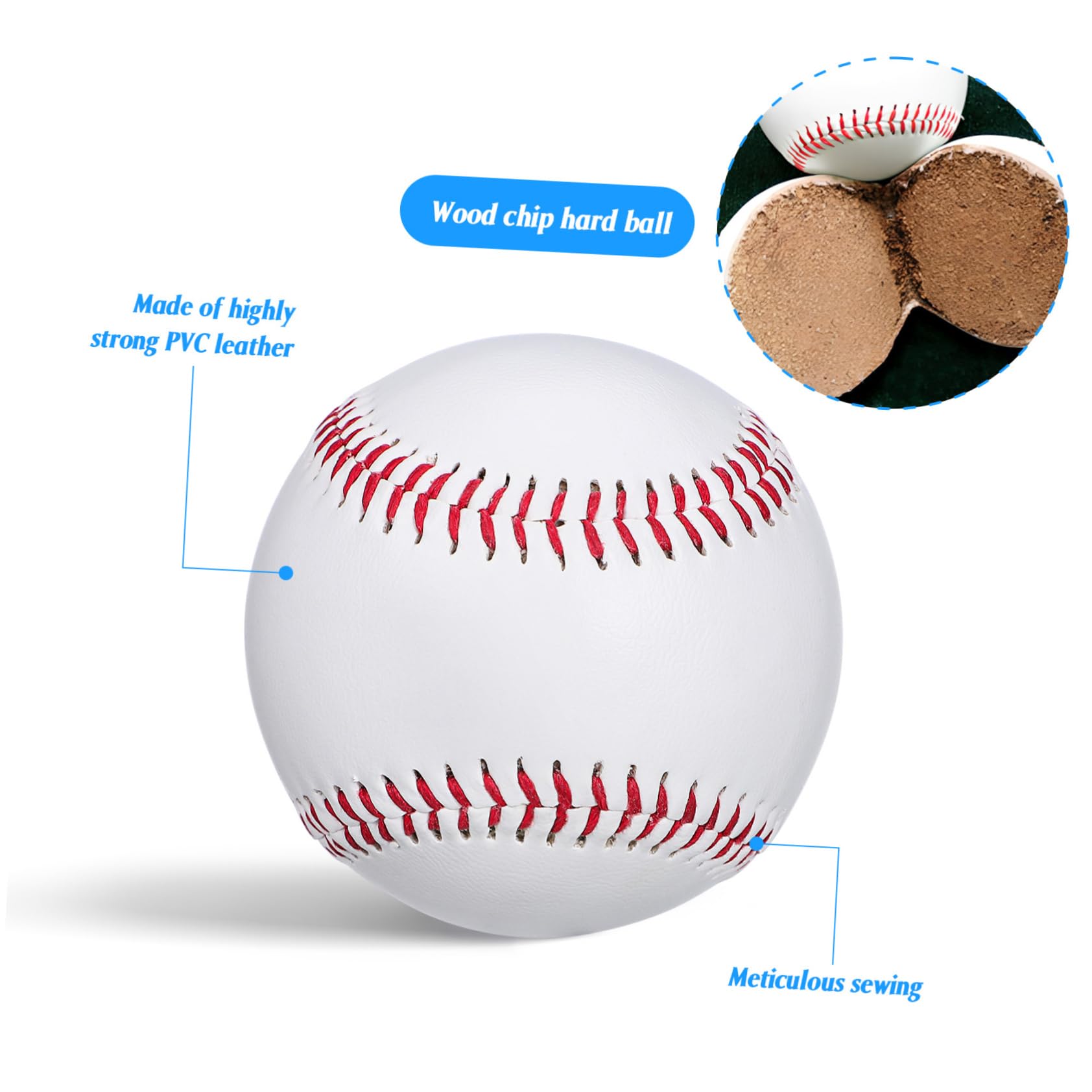 INOOMP Balones de Béisbol de Entrenamiento 12 Piezas Blanco PVC y Virutas