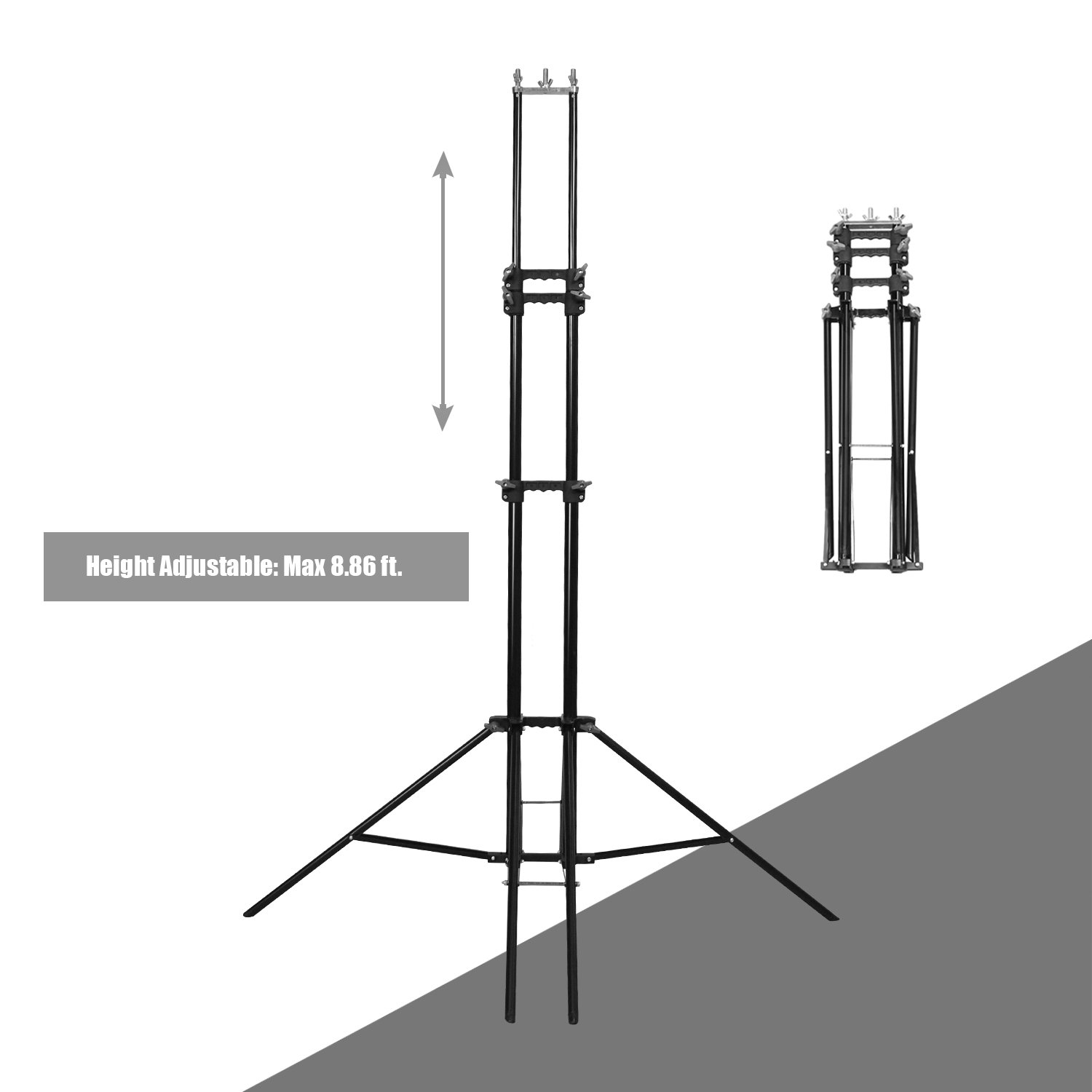 LimoStudio Sixpod 10 x 8.5 ft Photography Reinforced Backdrop Support System with Carry Case, 6 Legs Support Stands, Max 10ft. Cross Bar, Stable Photo Studio Background Sixpod Support System, AGG2670