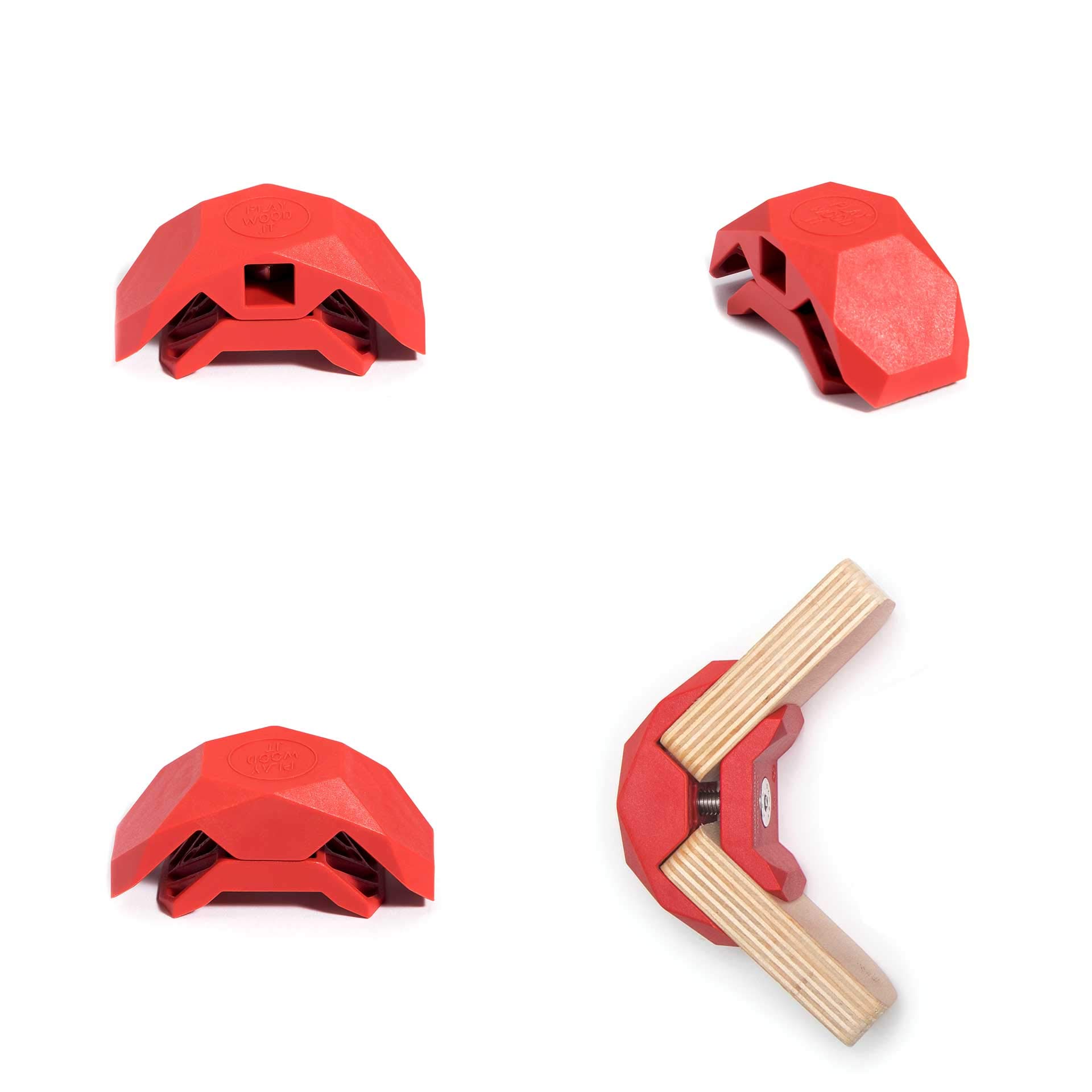 Playwood connectors for Tool-Free Modular Pop-Up Furniture & Storage Assembly (Red, 90 Degree, 1 Box)