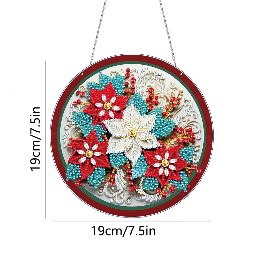 Lebartm Adesivi da parete fai da te con diamanti natalizi parziali a forma speciale trapano arte diamante su un lato singolo trapano ornamento mosaico kit per la decorazione domestica di Natale