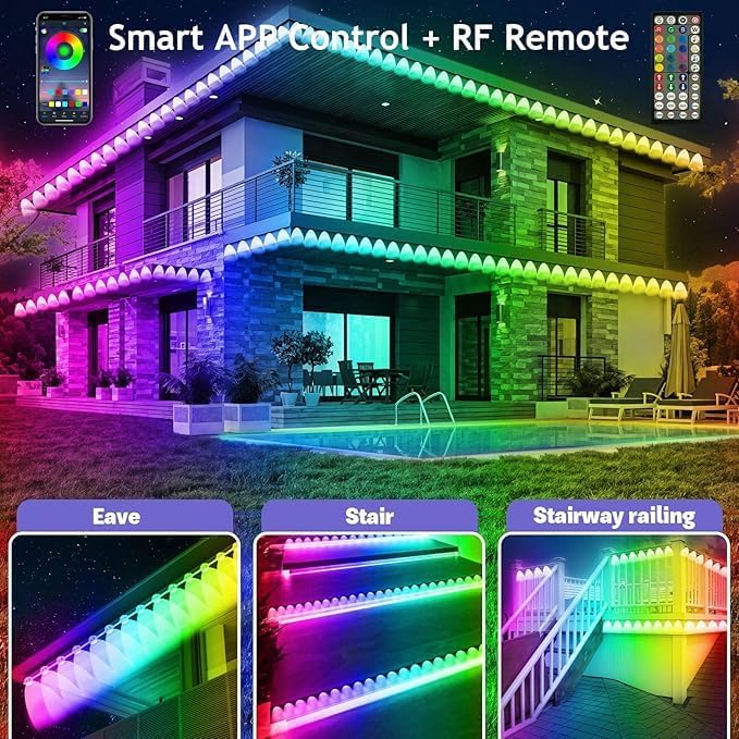 FBZ Permanent Outdoor RGB Lights with smartphone app and RF remote control