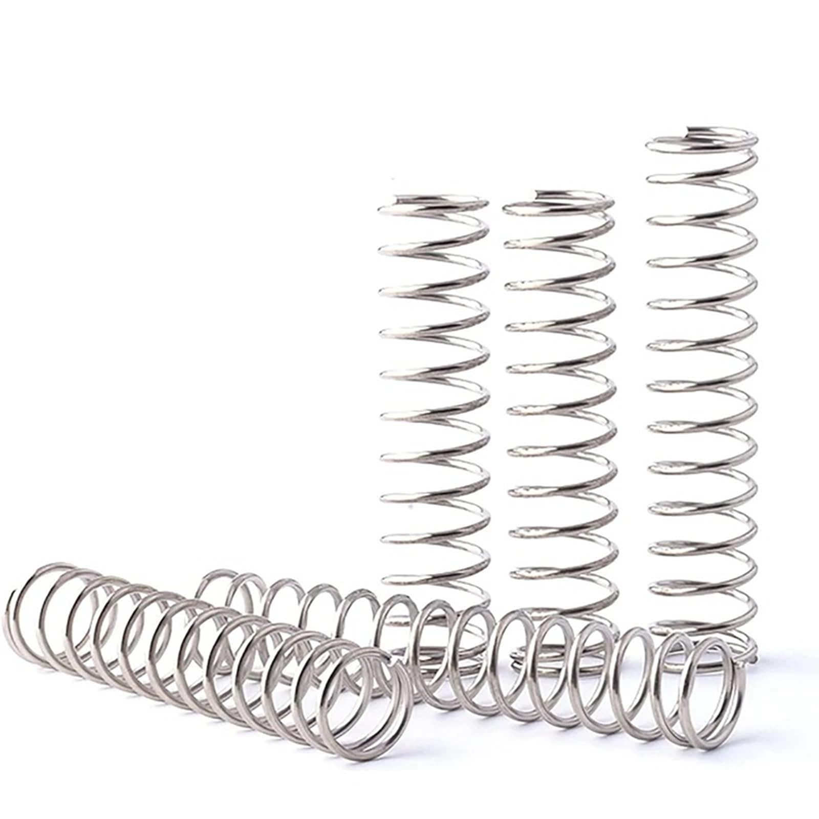 10 Molle Di Compressione In Acciaio Inox 304 – Filo 1 Mm, Diametro 18 Mm, Lunghezza Libera 25 Mm