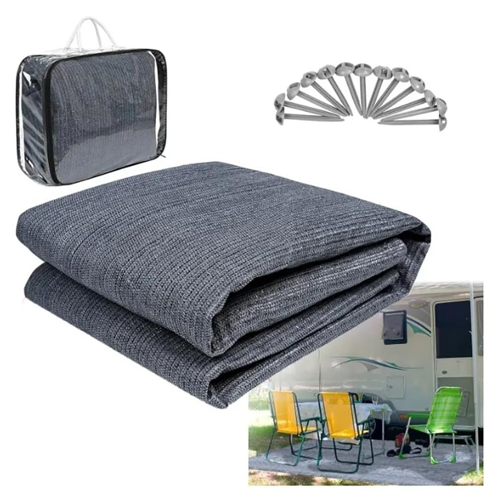 NEWFUN Suelo Camping, Suelo Camping Exterior Caravana, Accesorios Camper, Alfombra para Toldo con Ojales, Alfombra para Tienda Exterior, Incluye Bolsa de Transporte, Piquetas de Fijación
