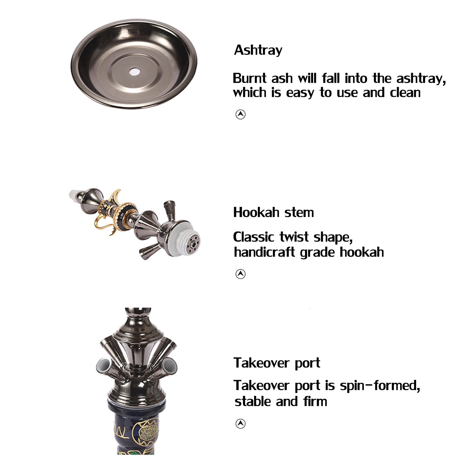 Juego de Cachimba de 2 o 4 Mangueras, Shisha de Cachimba de Vidrio de 21 Pulgadas con Base de Jarrón de Vidrio Estable, Tazón de Cerámica y Cenicero de Pinzas para Carbón, Sin BPA, Regalo Listo