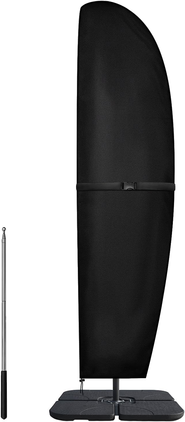 Dokon Parasol Covers Waterproof Cantilever Parasol Cover Heavy Duty Oxford Fabric Anti-UV Garden Banana Umbrella Covers Fit 3 to 4m Diameter Cantilever Umbrella, Brolly Cover with Rod (265x70/50cm)