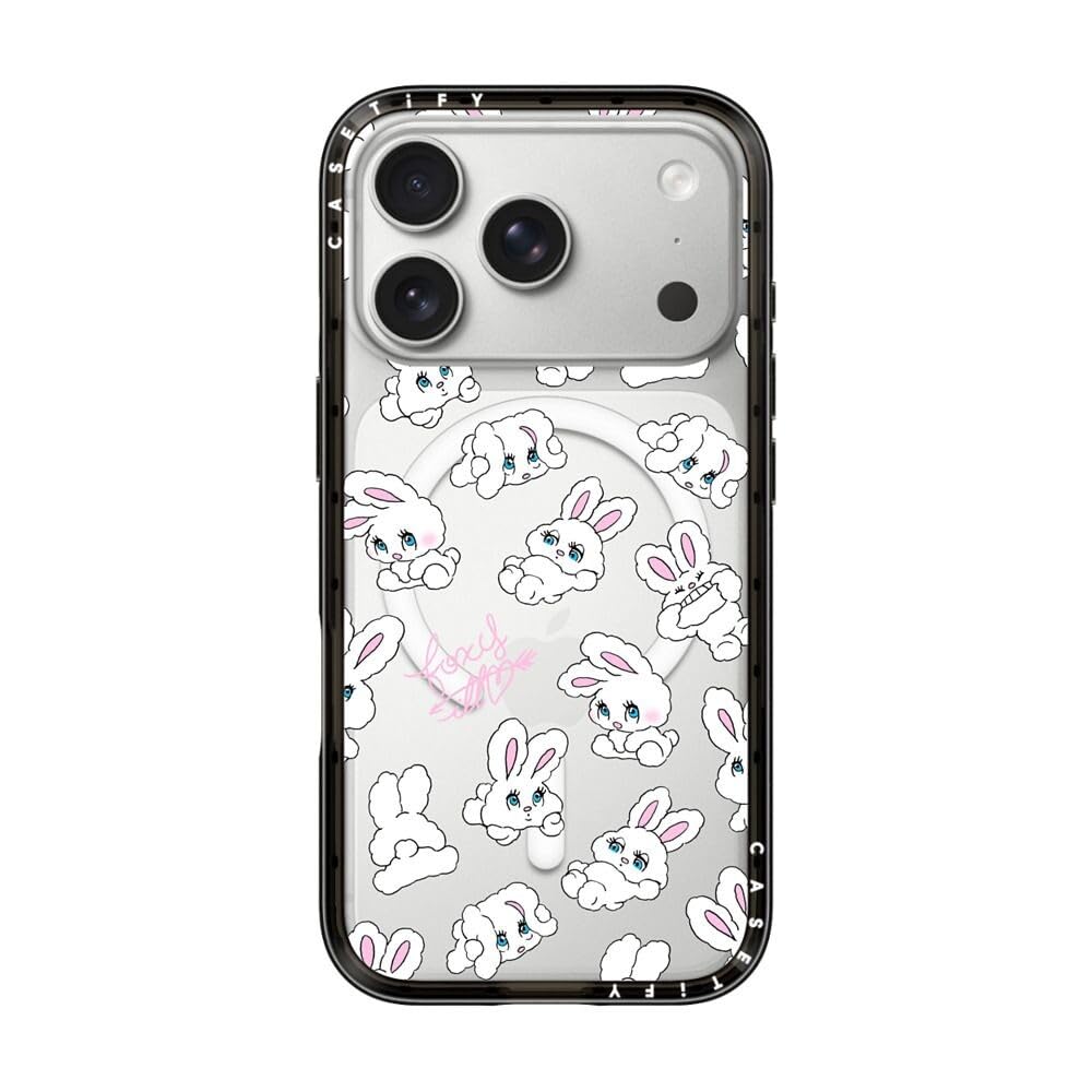 CASETiFY コンパクト iPhone 17 Pro ケース [MagSafe対応/薄型 軽量/耐衝撃] - Bunnies - クリア ブラック