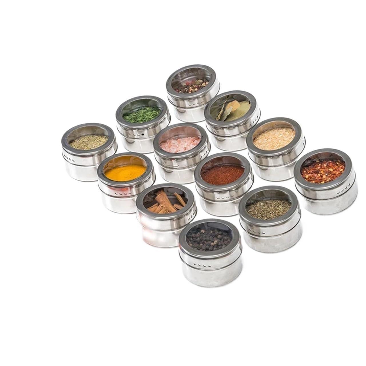Magnetische Gewürzbox Edelstahl Salz Pfeffer Glas Wand-Grill Aufbewahrungsbox Shaker Flasche Gewürze Tank mit Aufklebern für Salz, Pfeffer(12pcs base)