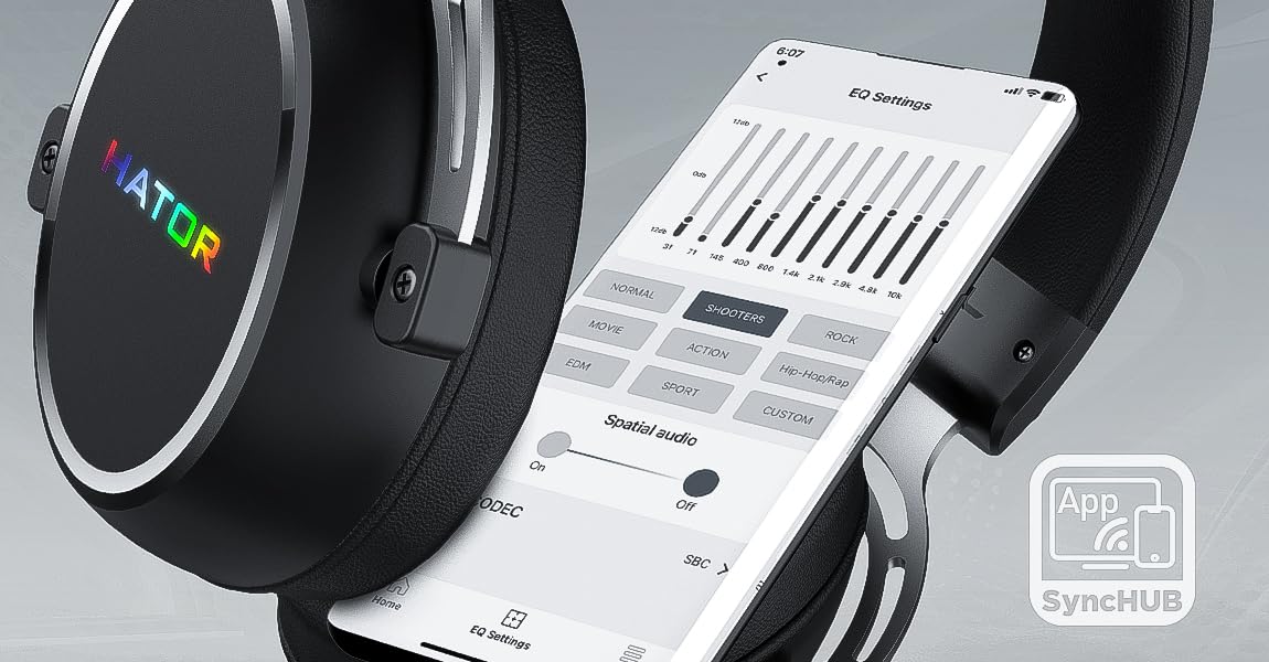 HATOR Hypergang 3 USB Gaming-Headset – Hi-Res Audio, 7.1 Surround Sound, 53mm Treiber, Bluetooth, abnehmbares Mikrofon, USB-C, RGB – für PC, PS5, Schwarz