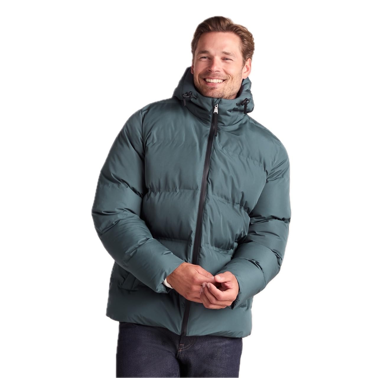 TOG24 Menka Mens DWR, Quilted Mens Winter Jacket with Hood, Windproof. with Adjustable Hem and Zip Pockets