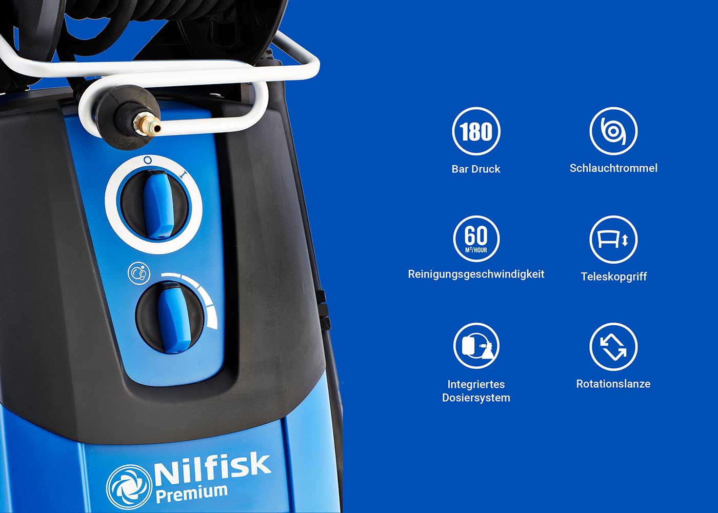 Nilfisk Premium 180 Bar Hochdruckreiniger - Pressure Washer Für Terrassen, Werkstätten und Autos (2900 W)