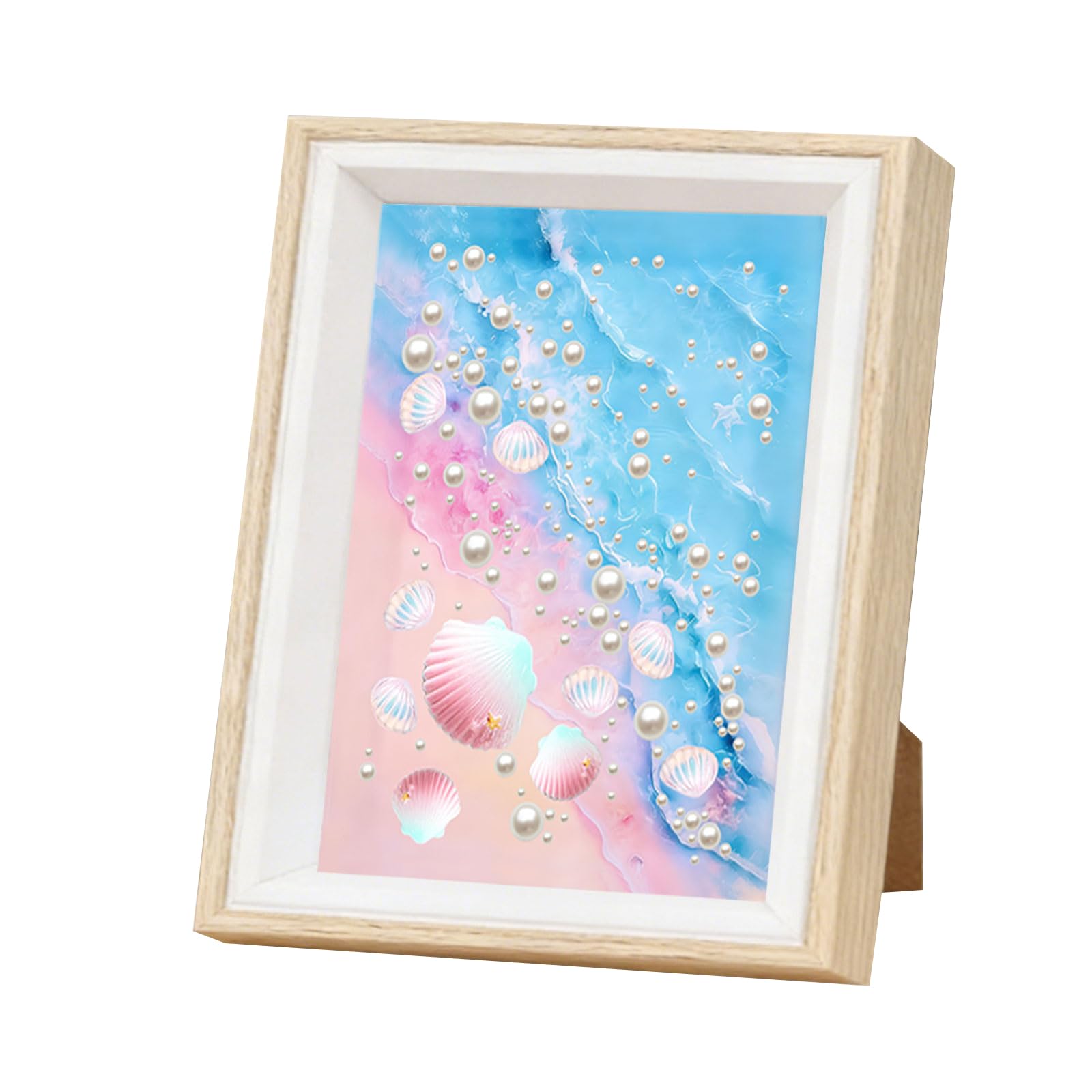 Seashell Waves 5D Partial Drill Diamond Art Kit, Special Shaped Gem Art Paintings with Wooden Frame for Wall Decor, DIY Crafts for Adults Beginners 17x22cm