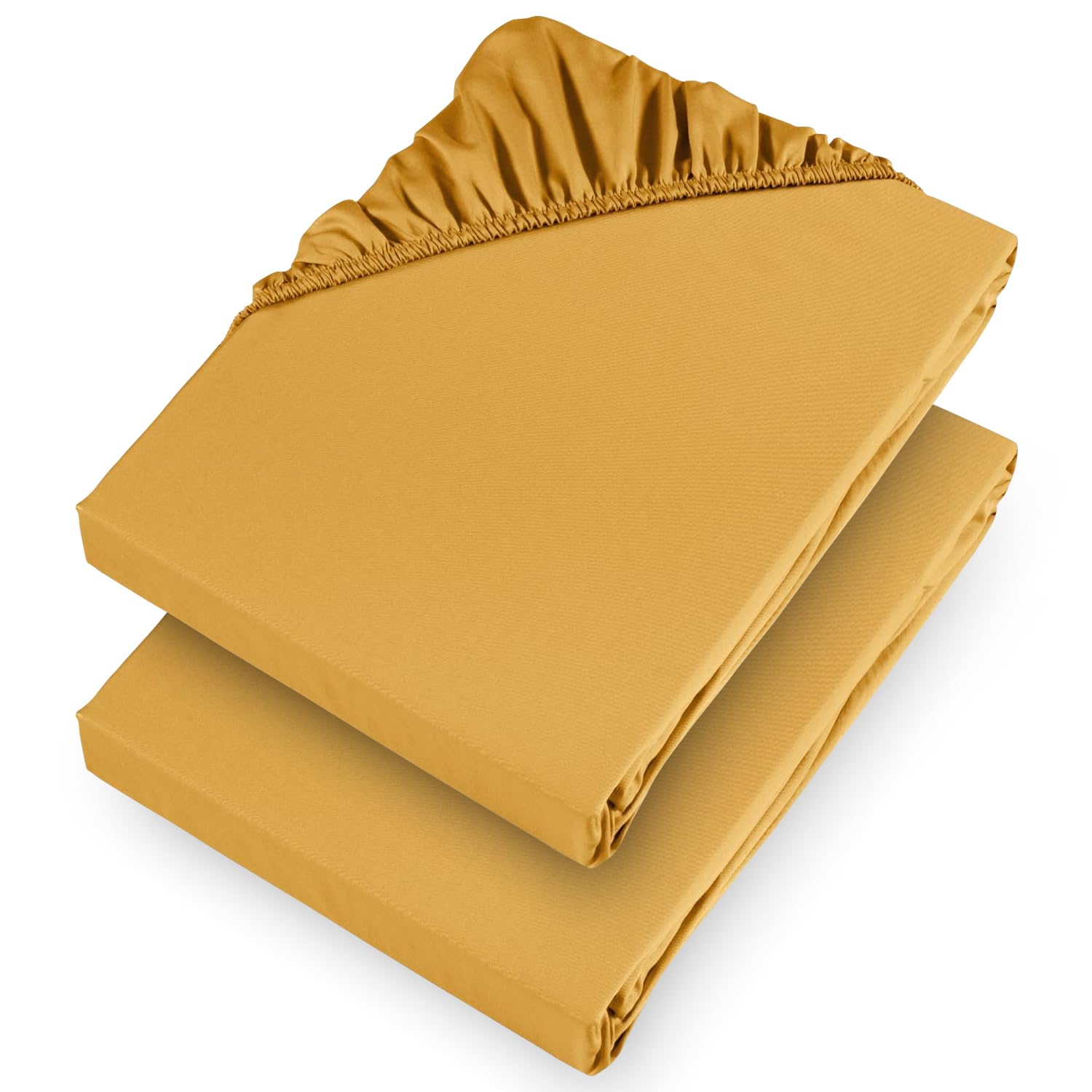 Aspire Homeware King Size Fitted Sheets 2 Pack 25 Cm Deep Pocket 10 Inch Ochre Bed Sheets - Soft & Breathable Fitted Bedsheet Brushed Microfiber Shrinkage and Fade Resistant Bottom Sheet — image 1