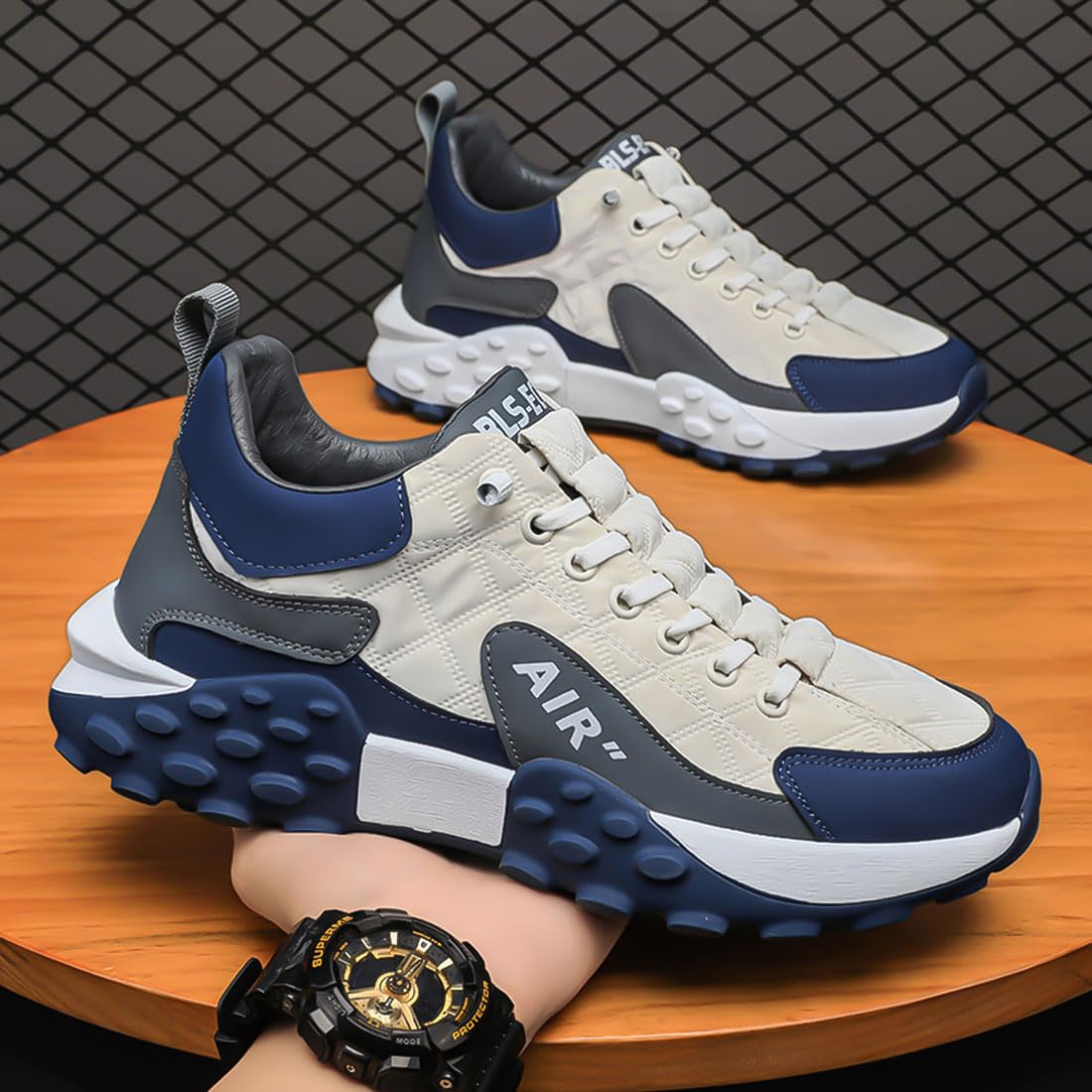 Chaussures sport basses orthopédiques confortables, larges et neutres pour homme, étanches, Air AIP, pour la marche, le tennis, courir