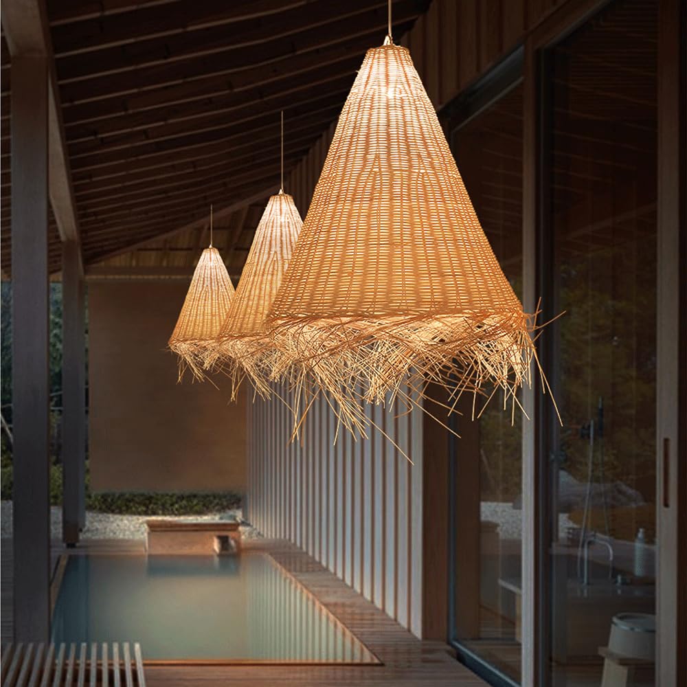 Wisząca Lampa Wisząca Z Rattanu W Stylu Boho, Ręcznie Tkana Wiklina, Do Jadalni, Do Salonu, Sypialni, Kuchni, Na Wyspę, Do Restauracji, Baru. CJSLXGBL