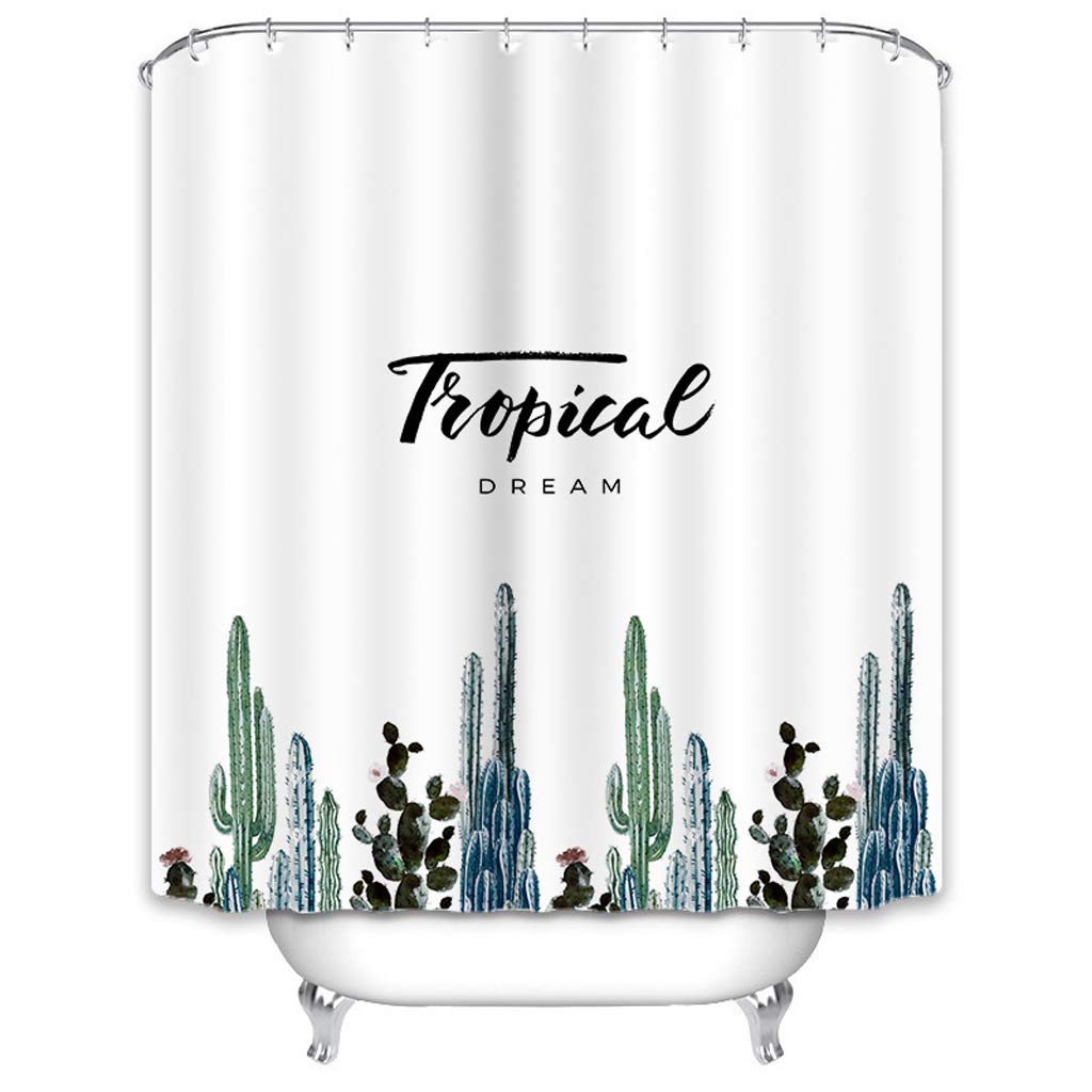 Rideau de Douche, Rideaux de Tissu en Tissu imperméable résistant à la moisissure en Polyester Rideau de Baignoire résistant à la moisissure avec Crochets pour la Salle de Bain