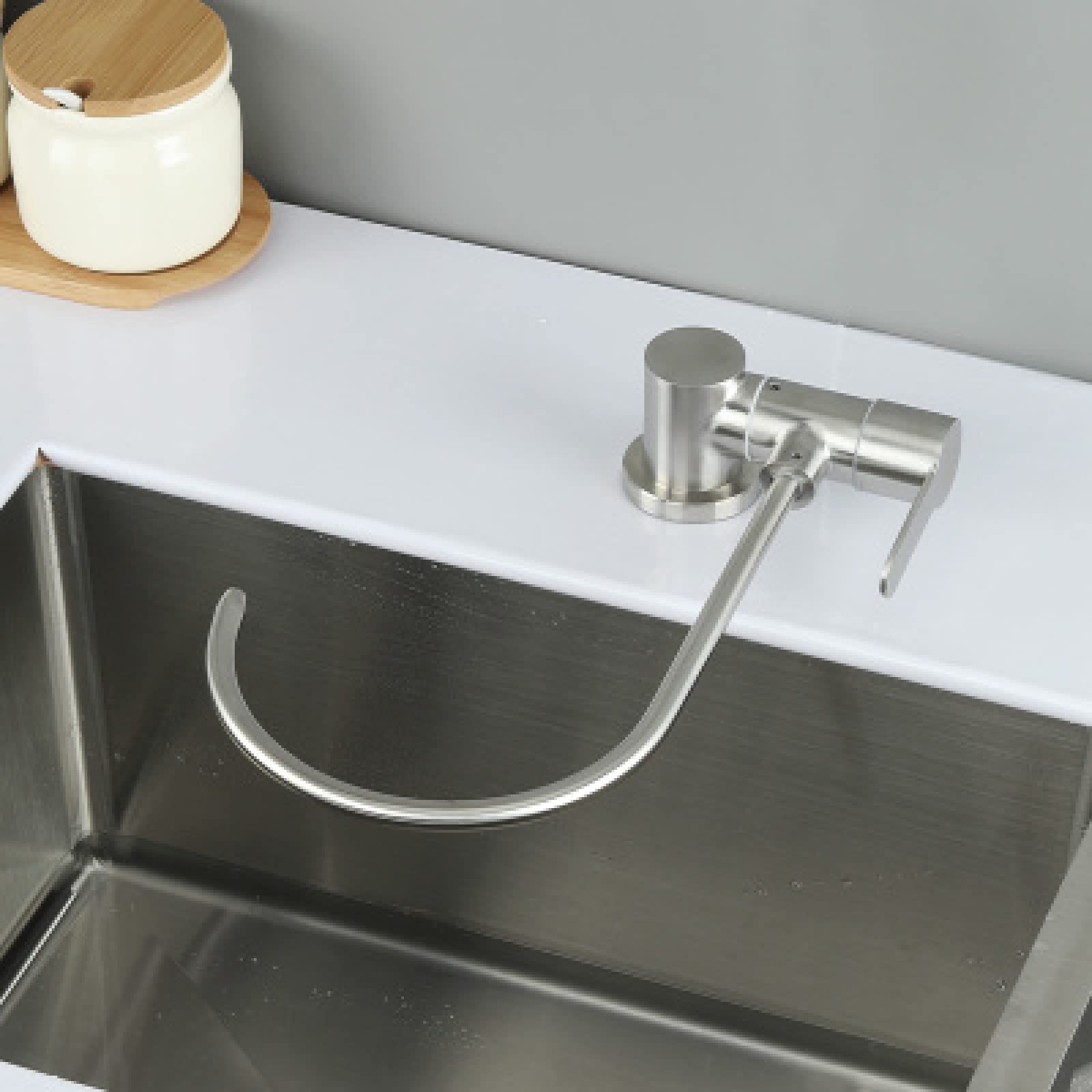 FCXWEVR Gooseneck Kitchen Faucet for Drinking WaterRotating Spout Folding Tap for Sink Reverse Osmosis Compatible Stylish & Durable Design