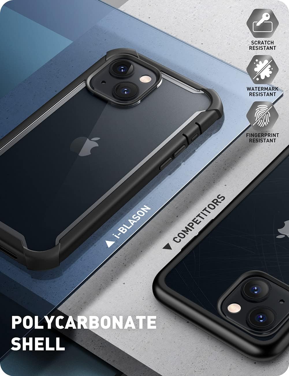 i-Blason Ares Series for iPhone 13 Mini 5G 5.4 inch (2021 Release), Rugged Clear Bumper Case with Built-in Screen Protector (Black)