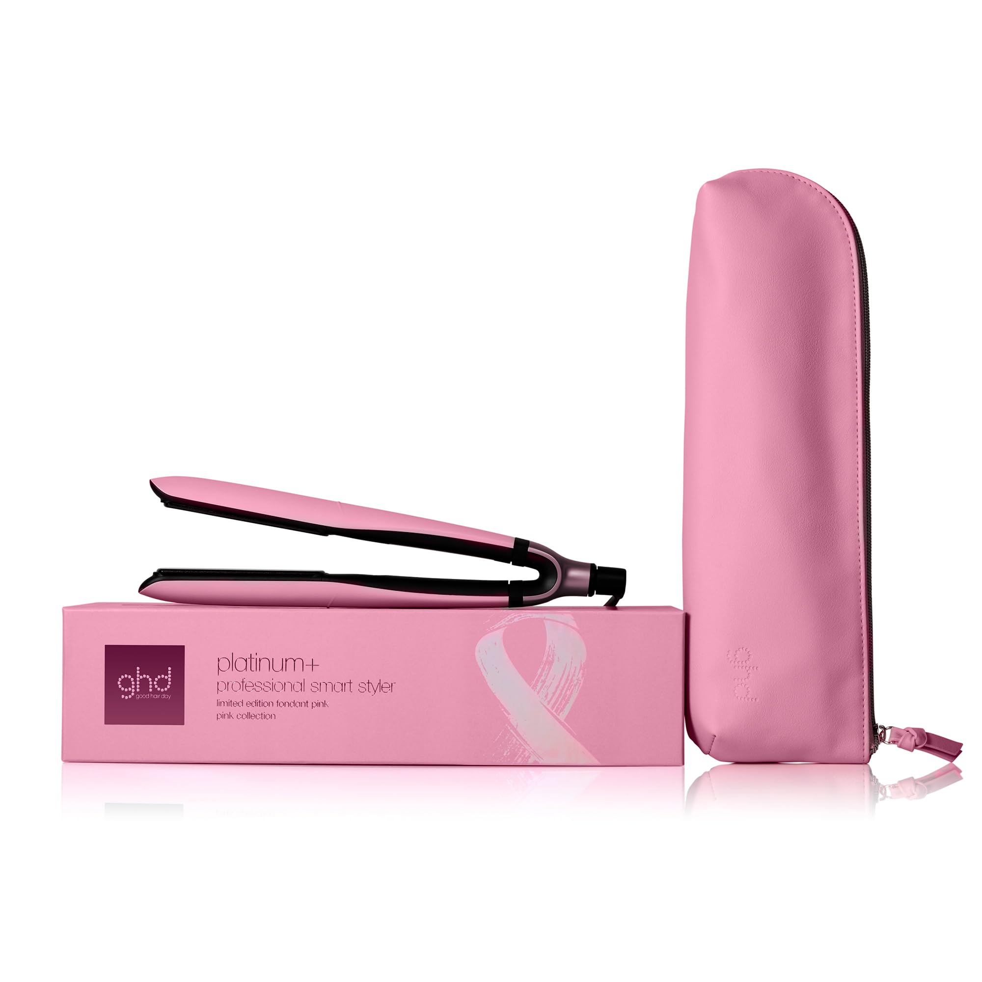 ghd platinum+ pink - Plancha de pelo profesional inteligente, menos rotura del cabello, más brillo, tecnología Ultra-zone, temperatura óptima 185ºC homogénea, edición limitada 2024, rosa