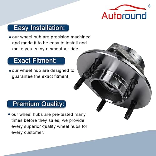 Miniatura 3 de Autoround Par 515017 Buje de rueda delantera y montaje de cojinete de repuesto para Ford F-150 97-00 con 4x4 4WD 5-Lug 2-Wheel ABS