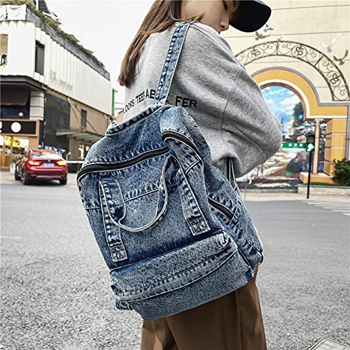 Image of MaxxCloud Vintage Denim Laptop Backpack Casual Canvas Daypack Handbag Purse Lightweight Rucksack Shoulder Bag