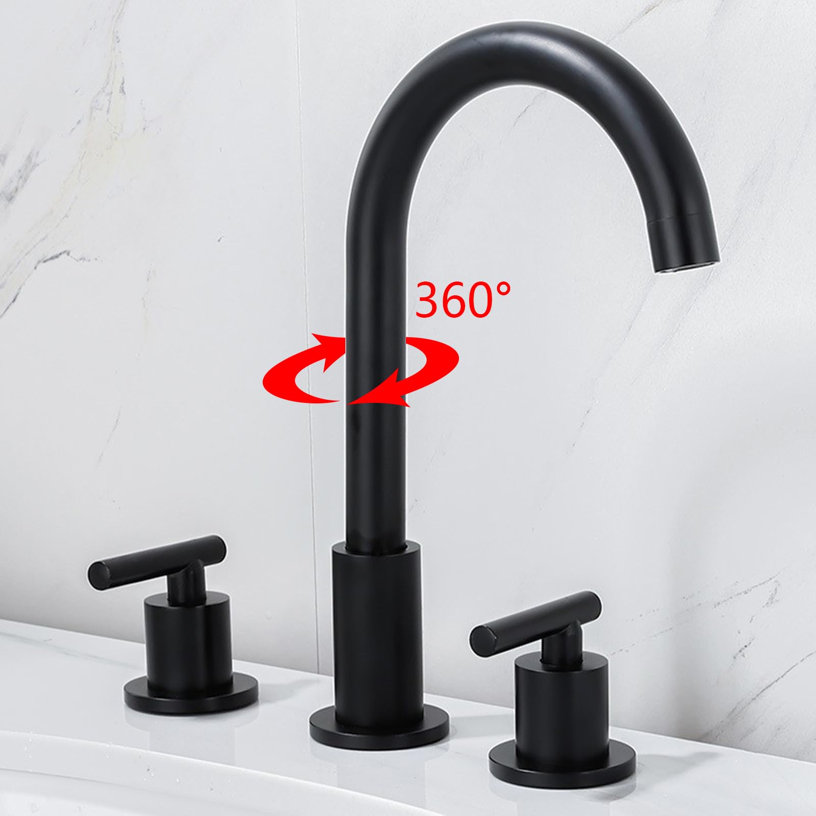 Miscelatore Lavabo Bagno Rubinetto per Lavabo Moderno Rubinetto per Bagno 3 Fori Cromato 2 Maniglie con Tre Fori Di Collegamento