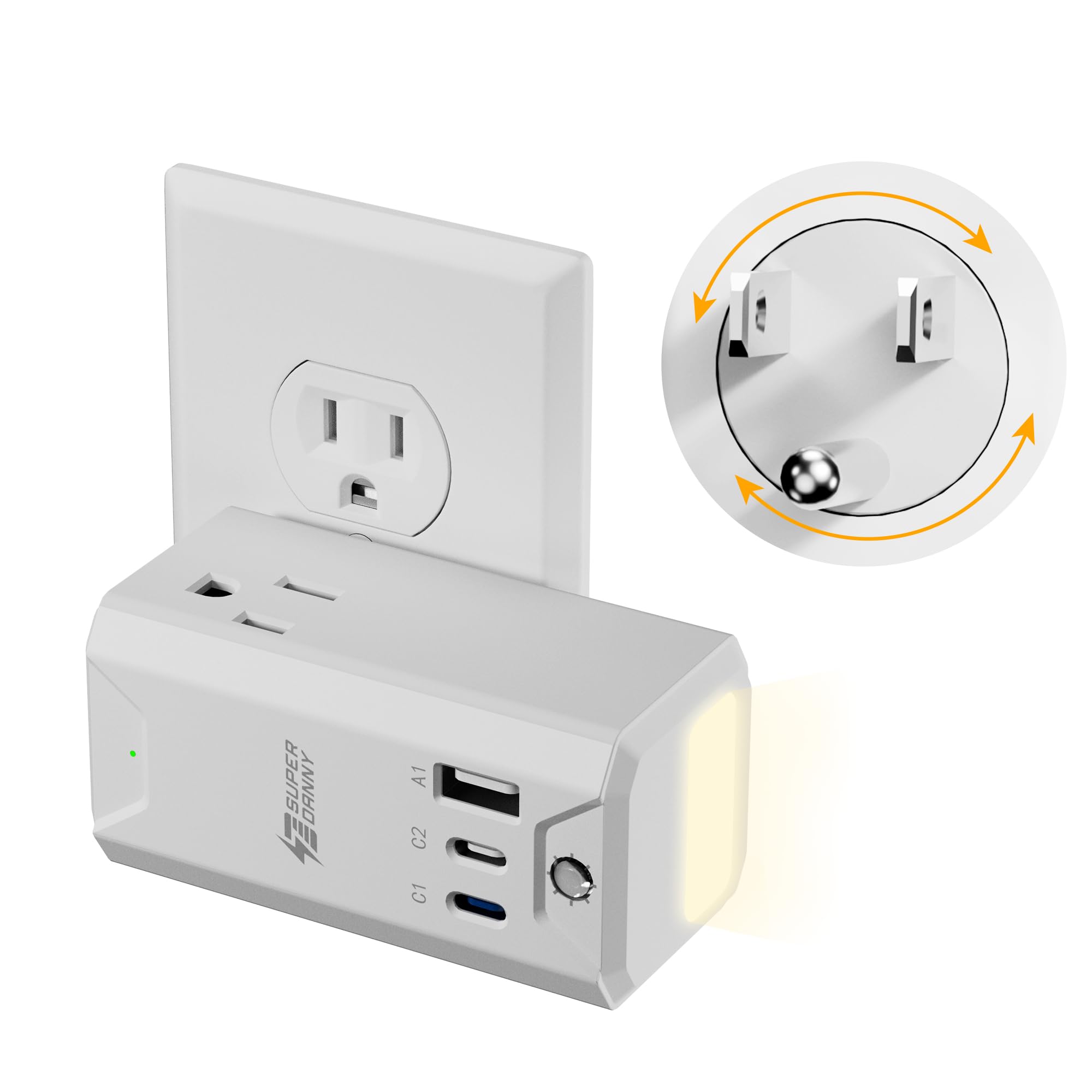 POWRUI 3-Sided Surge Protector USB Wall Charger with Night Light Adapter Spaced | New | $15.00 | Oklahoma City, Oklahoma