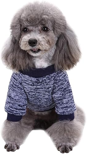 Miniatura 2 de Jecikelon - Ropa para mascotas, suéter suave, cálido y grueso, suéter de invierno para perros (talla S, color azul marino)