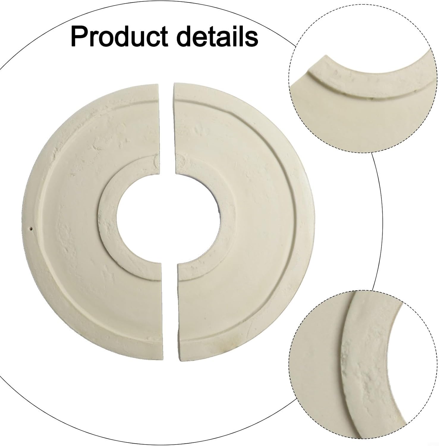 Ceiling Fan Light Cover Plate Round Split Design Medallion White PU Material 12.4 Inch Diameter Decorative Trim Rings for Chandelier Mount Home Interior Accent
