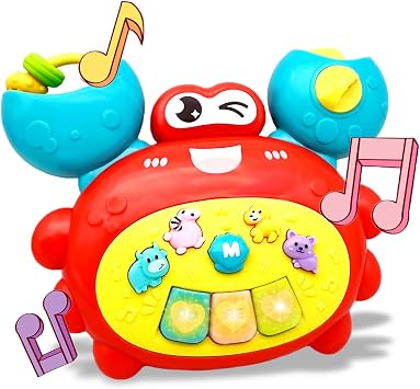 Baby Musical Toys for 1 Year Old Boys and Girls, Piano Keyboard Light Up Musical Toys for Toddlers 1-3 , Early Learning Educational Infant Toys Gifts for 12-18 Months Crab